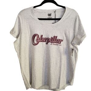 Caterpillar Lily Jersey Graphic Logo Short Sleeve Scoop Neck T-Shirt Size XL